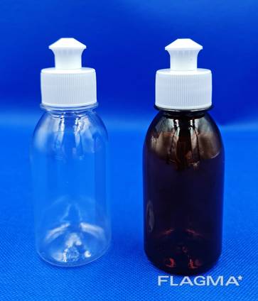 Πλαστικό Φιάλη / Μπουκάλι PET 120ml με Καπάκι PUSH-PULL